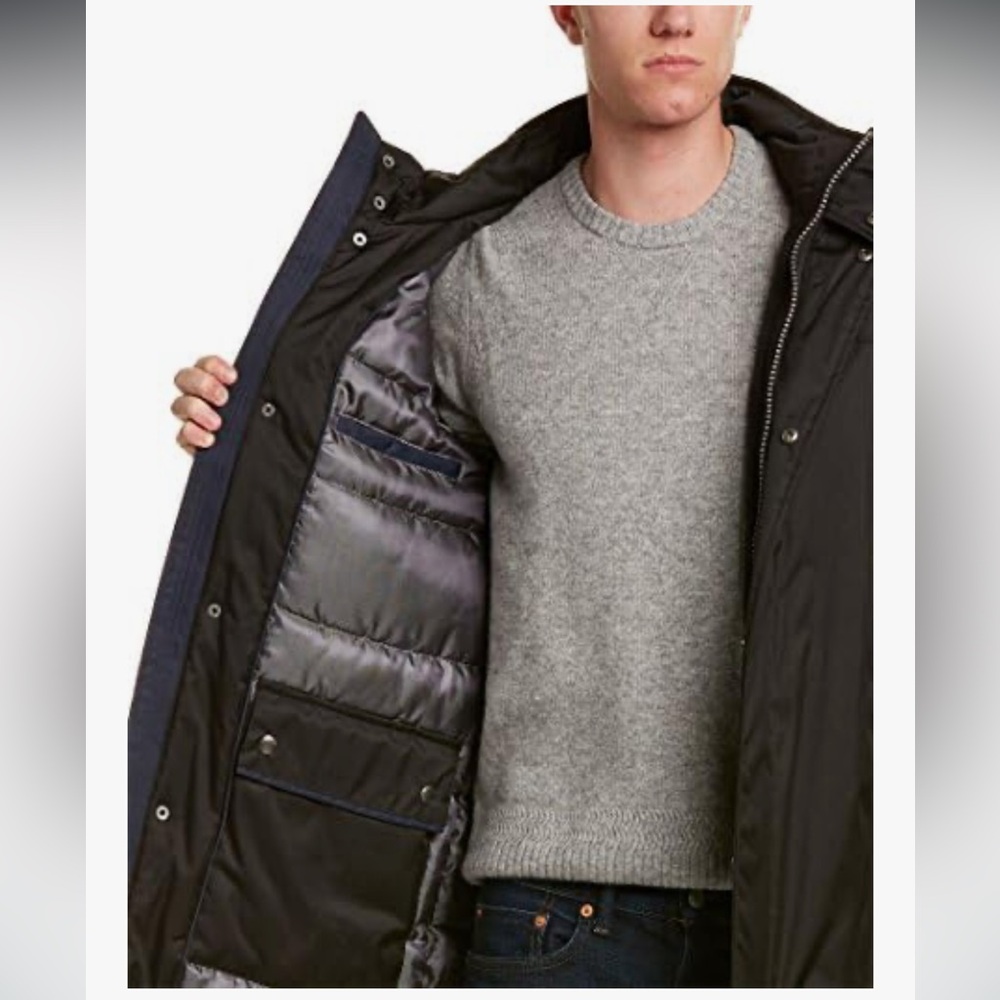 Cole Haan Men’s SMALL Black Jacket with Faux Fur Hood - Picture 3 of 9